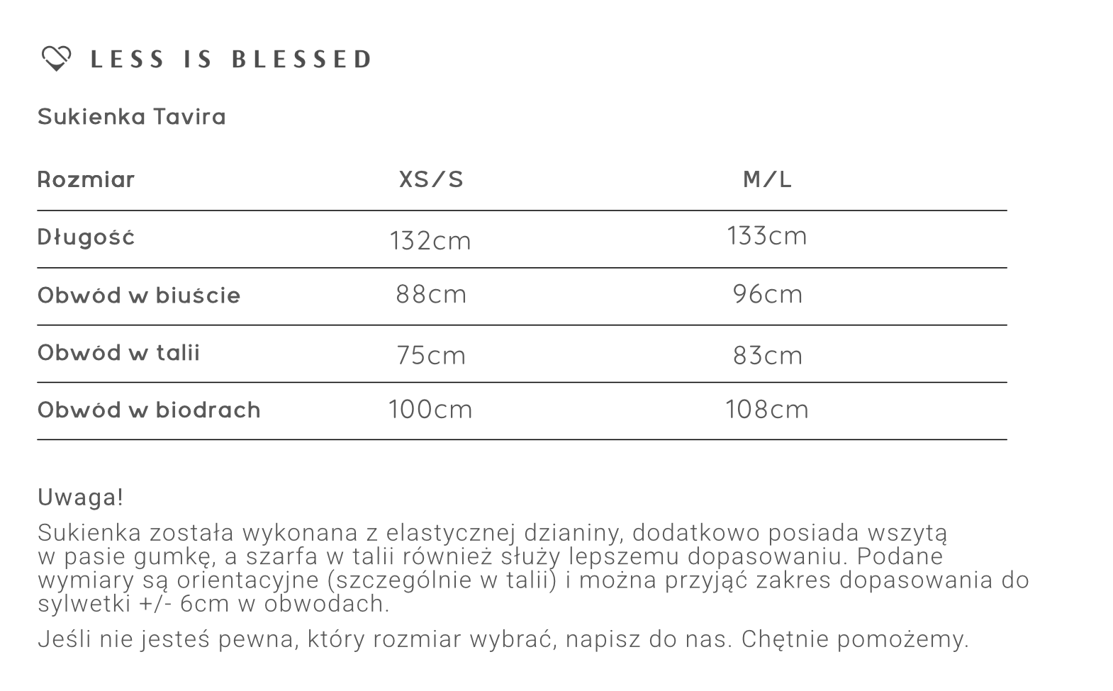 Tabela rozmiarów